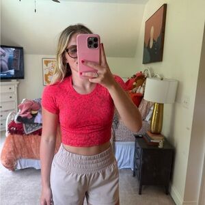 lululemon athletica Red Patterned Crop Top
